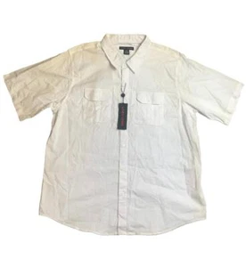 Linea Uomo Shirt Adult 2XL XXL White Button Up Flap Pockets Casual Mens NWT - Picture 1 of 6