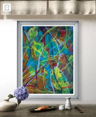 Original Art "Active" 11x14 Canvas Expressionism Abstract Design Home Art - Image 1 of 4
