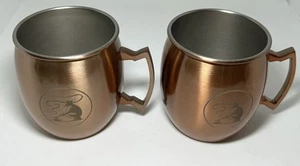 (2) Moscow Mule Copper Plated Stainless Cowboy Cooking Over Fire Coffee Tea Mug - Picture 1 of 7