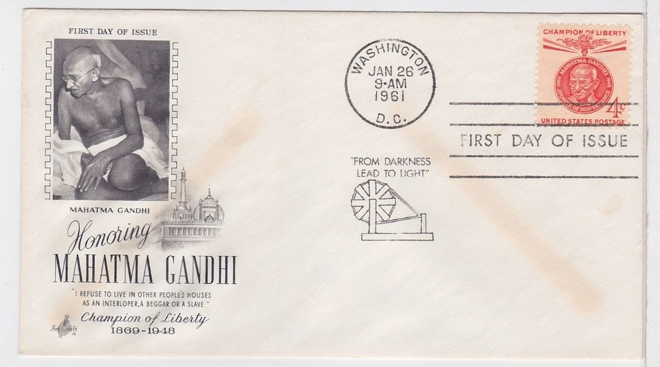 TurtlesTradingPost- Mahatma Gandhi - 1961   #1174  FDC Artcraft Cachet - Image 1 of 1