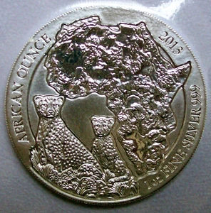 Moneda de plata Guepardo 2013 Ruanda 1 oz plata 999 onzas africanas * - Imagen 1 de 7