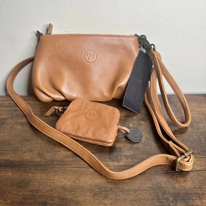 Neu mit Etikett Wanderers Travel CO Leder Umhängetasche mit Geldbörse klassisch braun Geldbörse - Bild 1 von 11