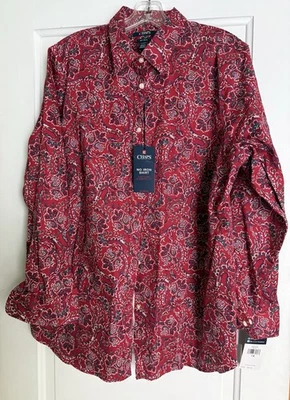 Camisa de cachemira roja con botones de manga larga Chaps para mujer 1X - Nueva con etiquetas Foto 1 de 4