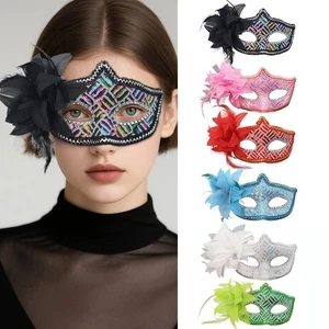 Half-Face Mask With Flower Retro Half Face Beauty Princess Masks Venetian Party - Picture 1 of 19