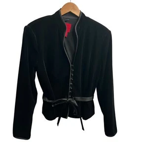 JS COLLECTIONS Vintage 90's Black Velvet Victorian Style Jacket Blazer 14/M - Picture 1 of 11