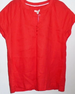 White Stuff Khalo Top tomato red blouse 100% light linen Size 12 New Tags BNWT - Image 1 of 4