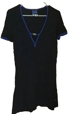 Sexy Vestido Versace Jeans Alta Costura Azul Nylon Cuello en V Talla 32 46 Busto 36” S Foto 1 de 4