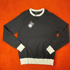GOOD MAN Brand Mens MEDIUM Crew Neck Wool Sweater Pullover Black NEW $178 - Picture 1 of 7