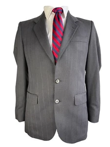 TED LAPIDUS, FRENCH MEDIUM GRAY WOOL HERRINGBONE BLAZER, SIZE 38R - Picture 1 of 24