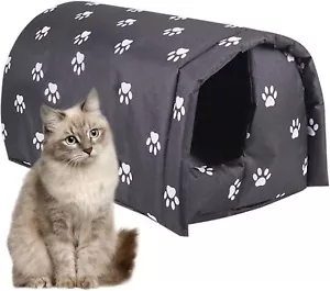 H&E Stray Cats Shelter, Waterproof Outdoor Cat House Foldable Warm Pet Cave - Picture 1 of 28