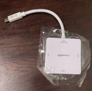 AmazonBasics Mini DisplayPort to HDMI/DVI/VGA Adapter White - Picture 1 of 2