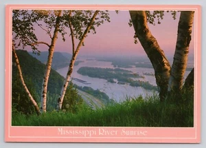 Mississippi Fluss Sonnenaufgang nördlich von La Crosse Wisconsin Postkarte - Bild 1 von 2