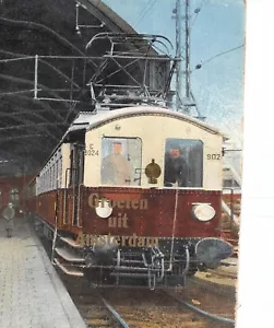 CPA / PAYS BAS / CPA A SYSTEME DE DEPLIANT / GROETEN UIT AMSTERDAM / TRAIN GARE - Foto 1 di 1