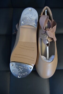 Caramel capezio Shuffle low heel tap shoes fitted with teletone taps - all sizes - Image 1 of 3