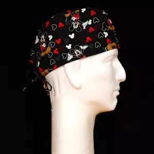 Disney Mickey Mouse All Over on Black Theme Scrub Hat - Picture 1 of 1