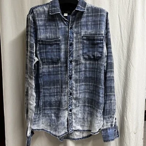 Herren Rude Distressed Blau Flanell Knopfleiste Größe Medium 2014 - Bild 1 von 10