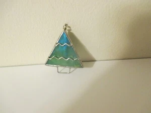 Vintage - Handarbeit, Buntglas Baum Pin, grün, mit silberfarbenem Rand - Neu ohne Etikett!!! - Bild 1 von 5