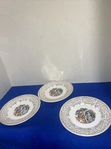 Beautiful Vintage Sebring Pottery Saucers set of 3-22 K Gold - Estate Find - Picture 1 of 10
