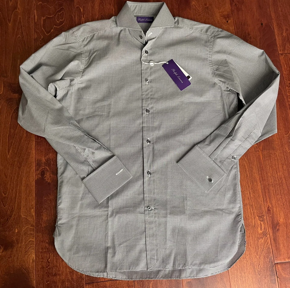 CAMISA MANGA LARGA ALGODÓN COLECCIÓN RALPH LAUREN NUEVA CON ETIQUETAS $395 TALLA 15, HECHA EN ITALIA Foto 1 de 3