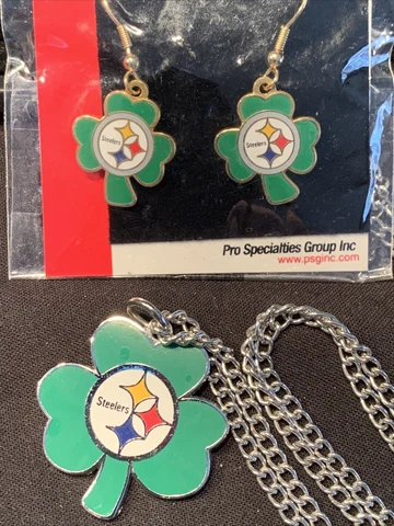 Pittsburgh Steelers Earrings Pendant Set Lucky Irish NFL ProSpecialties 2008 NOS Cover