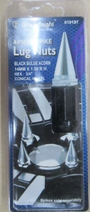WHITE LIGHT 619197 4pc.LUG NUTS,BLACK BULGE ACORN,14mm x 1.50 R.H. HEX: 3/4" - Picture 1 of 2