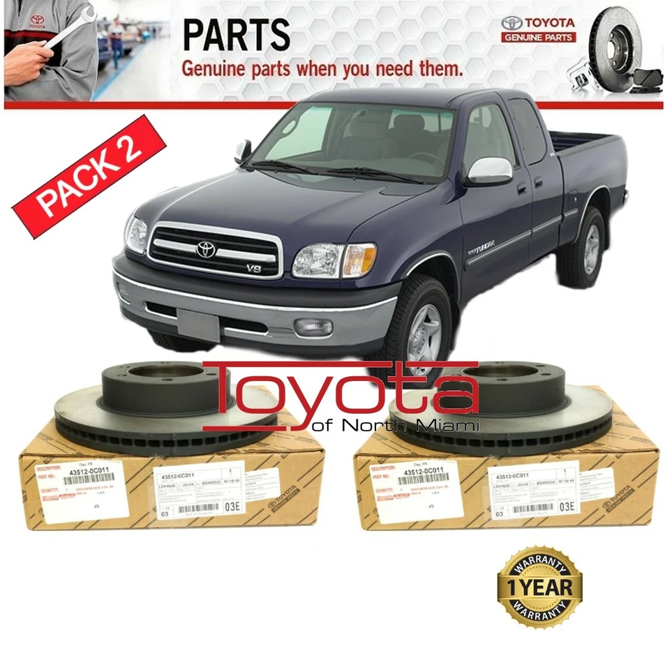 Juego de 2 rotores de disco de freno delantero originales Toyota Tundra 2000-2006 43512-0C011 Foto 1 de 2