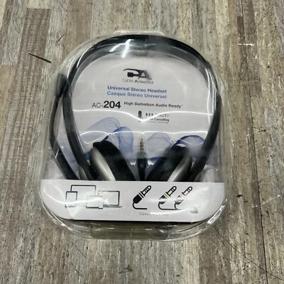 Cyber Acoustics Universal Stereo Headset Headphone With Microphone High Def NEW - Image 1 of 2