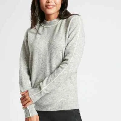 Suéter Athleta Transit Gris/Blanco Tubería Talla S Suéter Mezcla Lana Merino Fina Foto 1 de 4