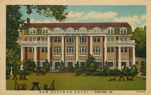 Postcard Hotel New Hoffman Bedford PA Pennsylvania Linen Lincoln Highway Unused - Picture 1 of 2