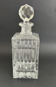 Wedgwood 10" Decanter Signed Full Lead Crystal Square Brandy Liquor with Stopper - Picture 1 of 5