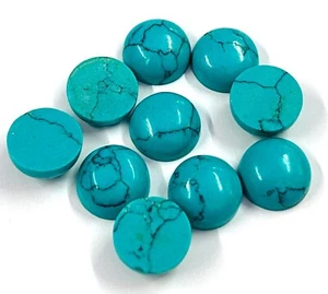 Synthetic Turquoise (15 Pieces) Round Cabochon 10mm Calibrated Gemstone RD-42 - Picture 1 of 7