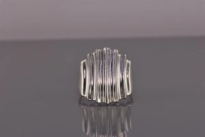 Sterling Silver 19mm Concaved Ribbed Ripple Tapered Band Ring 925 Sz: 6 - Picture 1 of 8