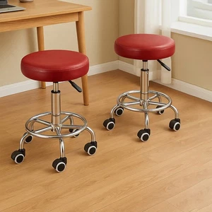Levede 2x Salon Stool Swivel Barber Stools Bar Chair Lift Hairdressing Round Red - Picture 1 of 12
