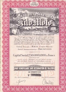 1926 Societe des Mines d'Or de Kilo-Moto Anleihe - Belgisch Kongo Goldminenbestand - Bild 1 von 1