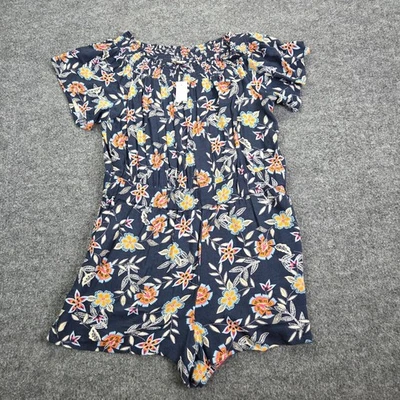 NUEVO Pantalones Cortos Ann Taylor LOFT Mameluco Floral Azul Talla XL Manga Corta Rayón Foto 1 de 4