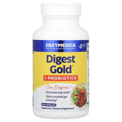 Enzymedica Digest Gold Probióticos 180 Cápsulas Sin Nueces, Sin Caseína, Foto 1 de 2