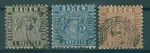 BADEN 1862 n.13-15 timbrato (922679) - Foto 1 di 1