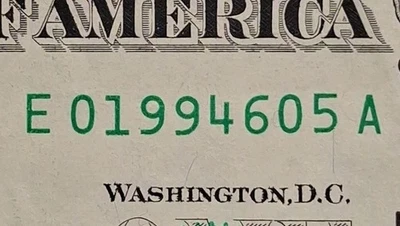 1994 Birthday/Anniversary Year $1 One  Dollar Bill Fancy Serial Number  - Image 1 of 3