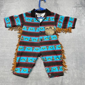 Mono vintage Peek-A-Boo Zoo niños 3-6 M formas multicolores tipi flecos ribete - Imagen 1 de 10