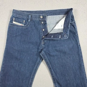 Diesel Jeans Mens Size 34x33 Indigo Medium Wash Button Fly Made Italy Relaxed - Picture 1 of 13