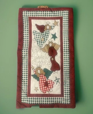 Heavenly Christmas Country Wall Hanging Featuring Angels And Stars. Quilted. EUC - Image 1 of 4