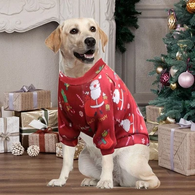 Dog Christmas Jumper Christmas Themed Sweater Thickening Xmas Outfit Cute Warm - Image 1 of 4