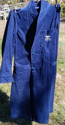 De colección EE. UU. GI 50s 1951 Pana Azul EE. UU. Bata Insignia Médica Guerra de Corea Militar M Foto 1 de 4