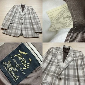 Vintage 60s 70s Jacket Sport Coat Leisure Suit Blazer Plaid Mod Union Made 38 - Picture 1 of 16
