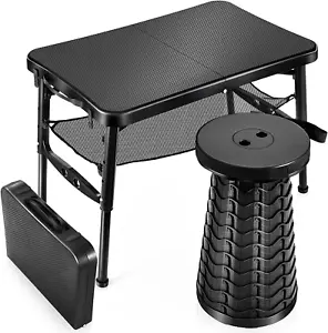 Retractable Small Folding Table and Stool Set, Portable Camping Foldable Table L - Picture 1 of 9