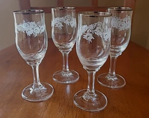 Johann Haviland Crystal Sweetheart Rose Cordial Glasses SET 4 - Picture 1 of 6