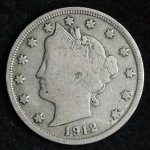 1912-D Liberty V Nickel HIGH GRADE FULL LIBERTY FINE / VF (ONLY DENVER V NICKEL) - Picture 1 of 2