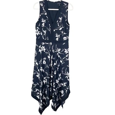 Banana Republic Women's 12 Black and White Floral Handkerchief Hem Dress - Image 1 of 4