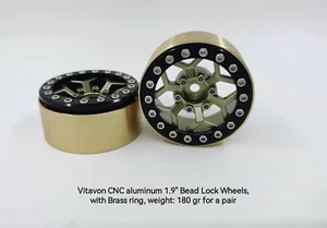 VITAVON CNC Alu 1,9" Beadlock Felgen passend für 1,9" Raupenreifen Rotguss + Messing  - Bild 1 von 2