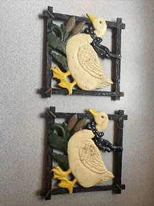 Vintage Cast Iron Duck Trivet - set of 2 - very heavy - Picture 1 of 9